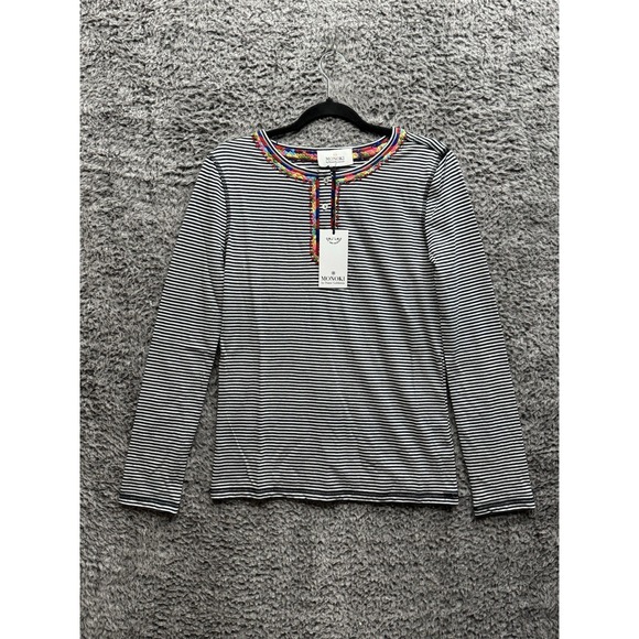 Monoki Women's Black Stripes Skin Tee Long Sleeves One Size NWT